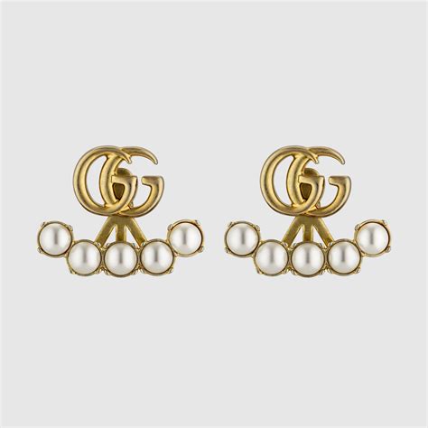 double g gucci line|Gucci Pearl Double G Earrings .